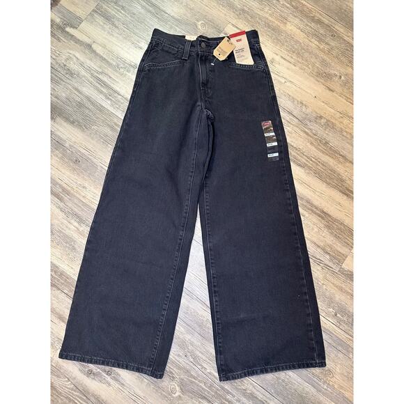 Levi's '94 Baggy Wide Leg Mid-Rise Jeans Black Faded Wash 25 x 31 Women's - Picture 1 of 10